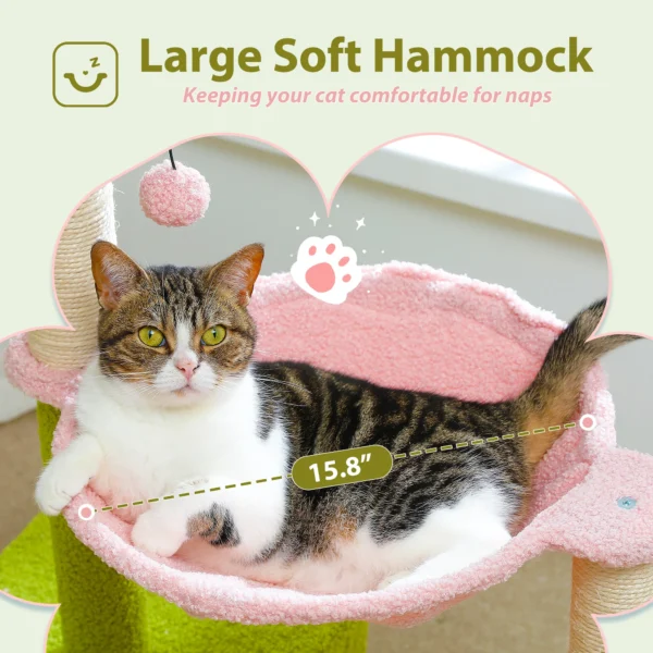 Flower Cat Tree with Hammock & Condo - Image 4