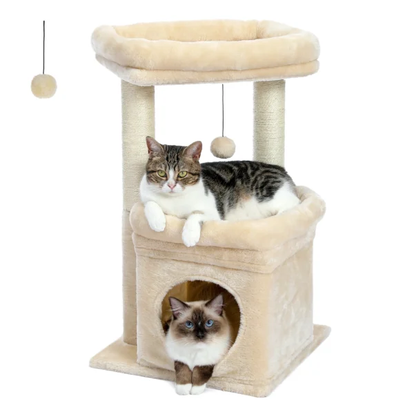 Small Cat Tree with Perch & Condo - Image 2