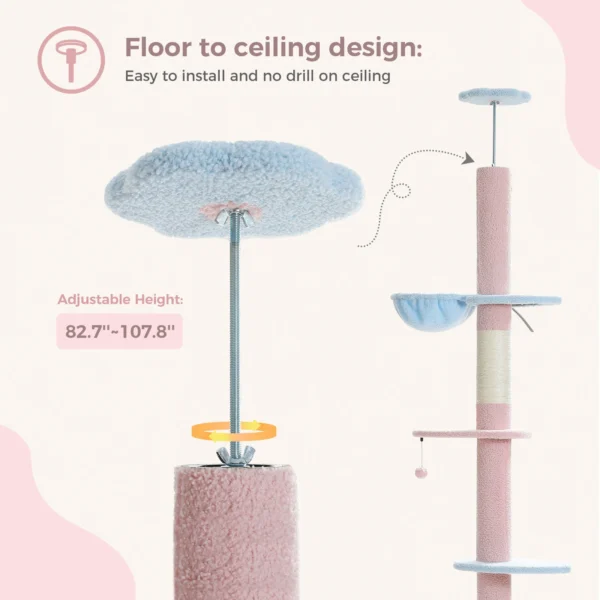 Floor to Ceiling Cat Tree with Condo & Ladder - Image 4