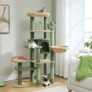 Cactus Cat Tree for Large Cats with Hammock & Perches