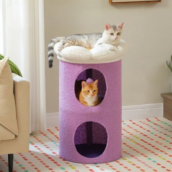 Flower Cat Bed with Double-Deck Condo & Perch - Image 6