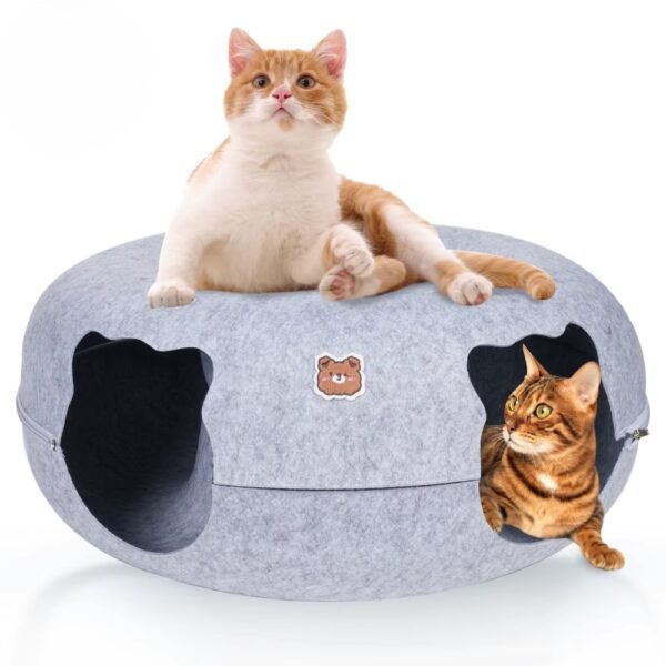 Cat Tunnel Bed – Donut Cave with Dual Openings - Image 2