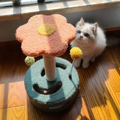 Cat Climbing Toy with Scratcher & Flower Top
