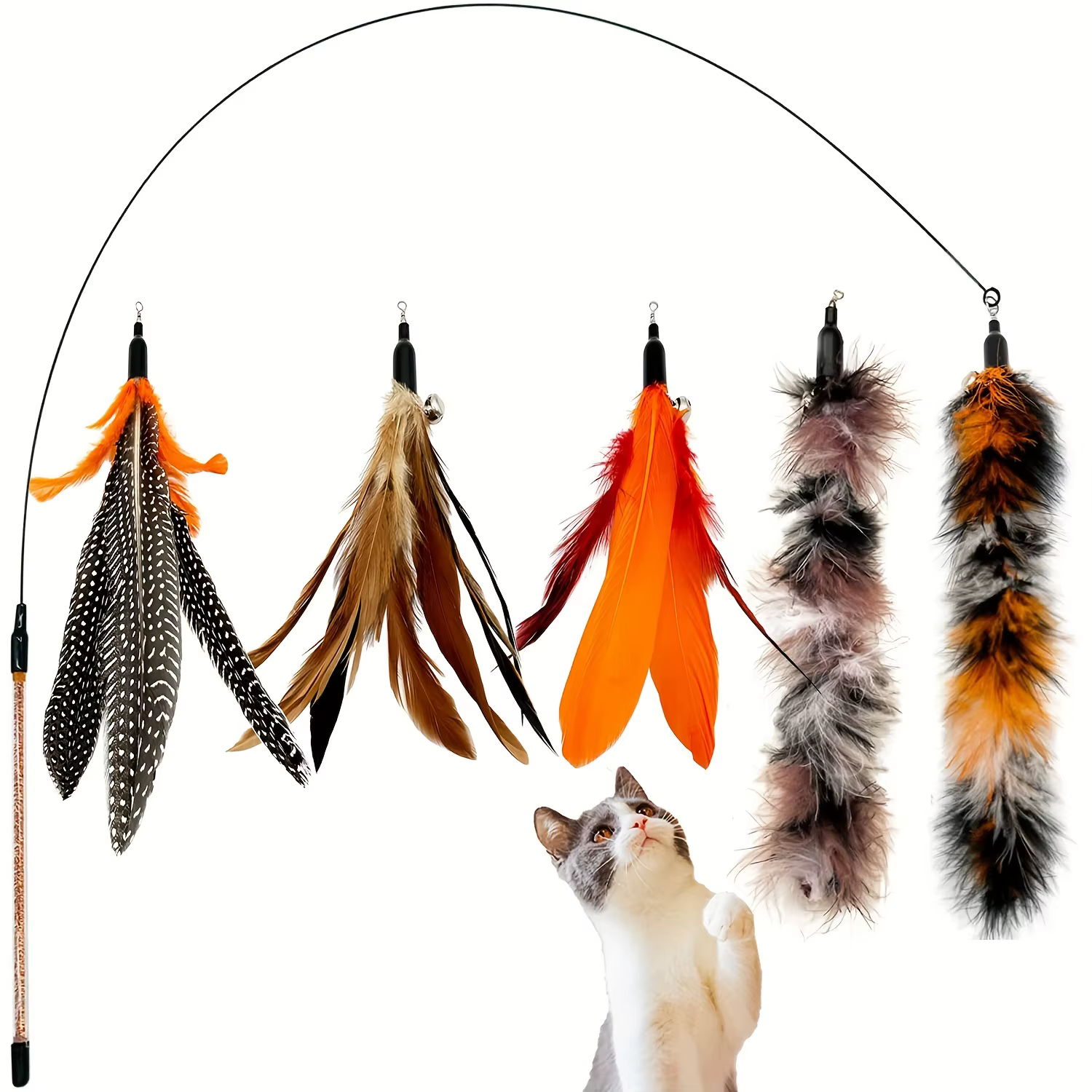 Premium Teasing Wand Interactive Cat Toys with Refills - Image 3