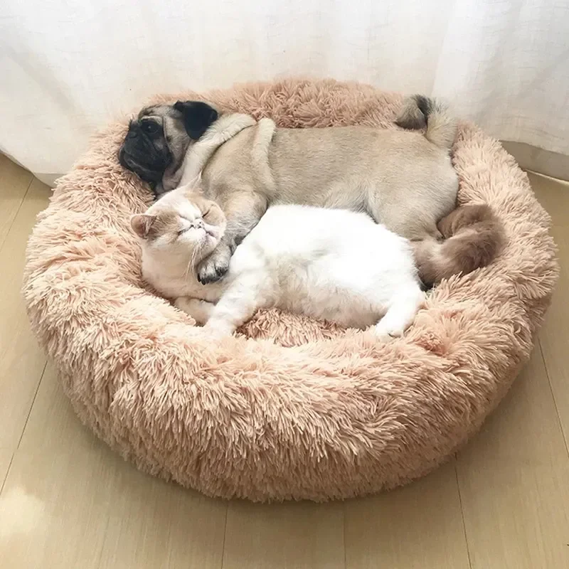 Detachable & Washable Plush Donut Dog Bed, Cat Bed - Image 3