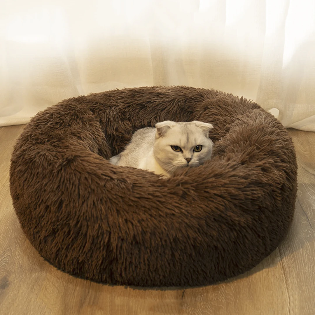 Detachable & Washable Plush Donut Dog Bed, Cat Bed - Image 2